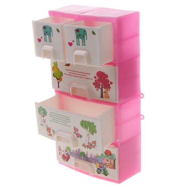 Mini armadio rosa con cassetti per accessori e mobili da camera per bambole 29 cm