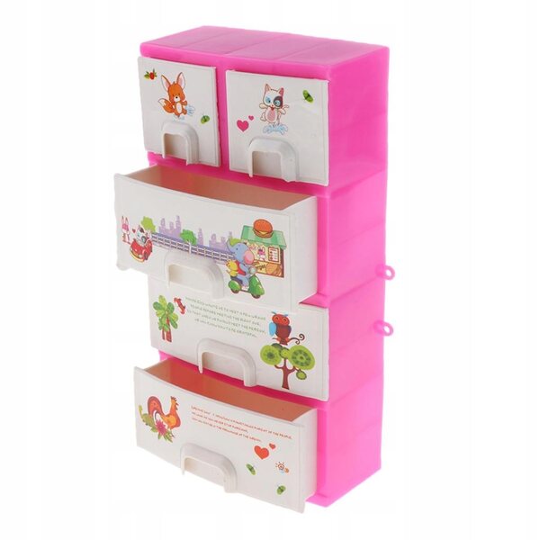 Mini armadio rosa con cassetti per accessori e mobili da camera per bambole 29 cm