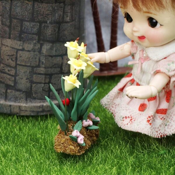 1:12 Miniatur-Gartenblume für Puppenhaus, realistische Dekoration