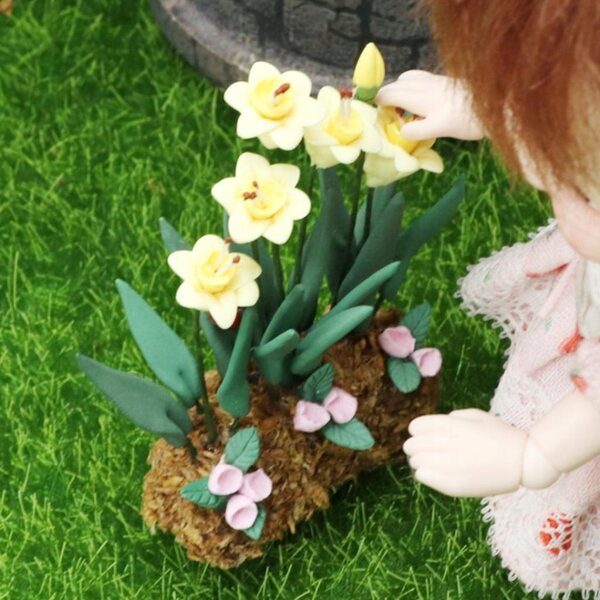 1:12 Miniatur-Gartenblume für Puppenhaus, realistische Dekoration