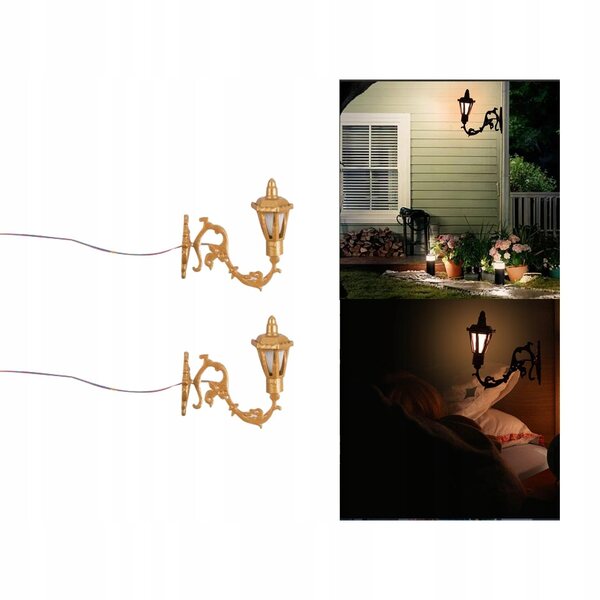 Coppia di Kinkiet LED Vintage per Case delle Bambole in Acciaio Inossidabile