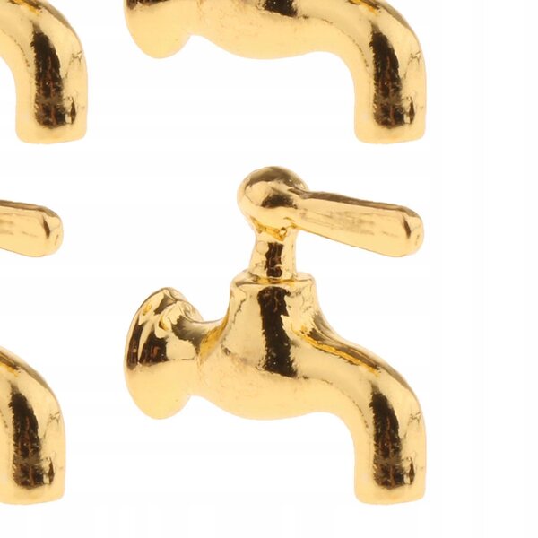 Set 4 Rubinetti Bagno Dorati per Casa delle Bambole Scala 1:12 in Metallo