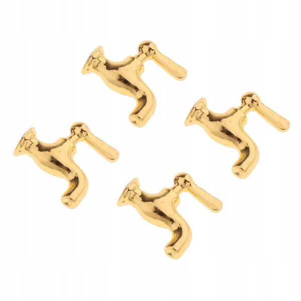 Set 4 Rubinetti Bagno Dorati per Casa delle Bambole Scala 1:12 in Metallo