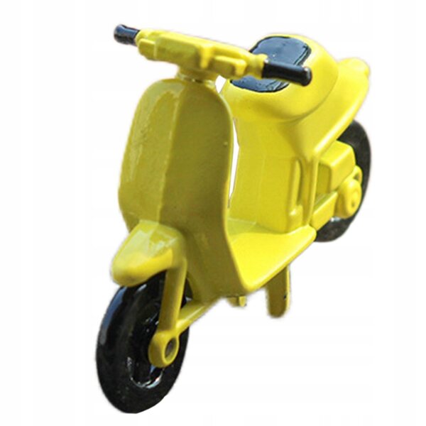 Miniatura motociclo in legno per casa delle bambole scala 1:12 - decorazione gialla