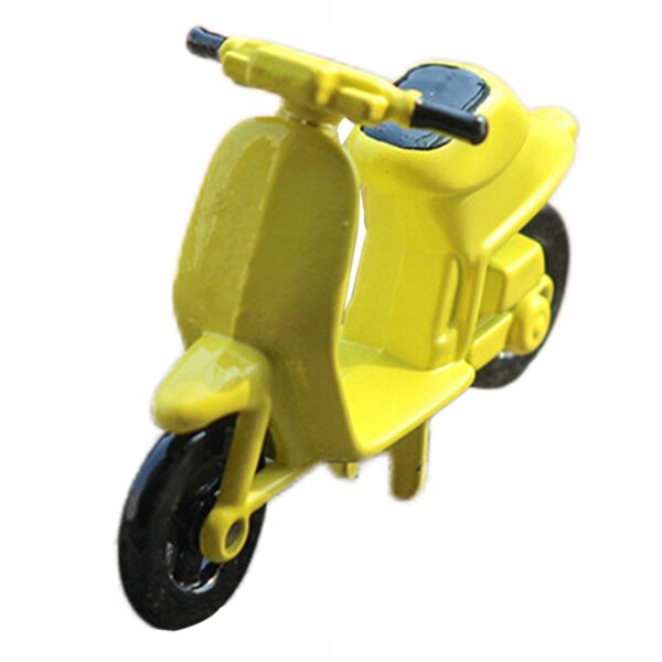 Miniatura motociclo in legno per casa delle bambole scala 1:12 - decorazione gialla