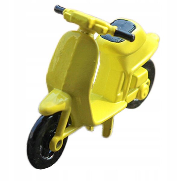 Miniatura motociclo in legno per casa delle bambole scala 1:12 - decorazione gialla