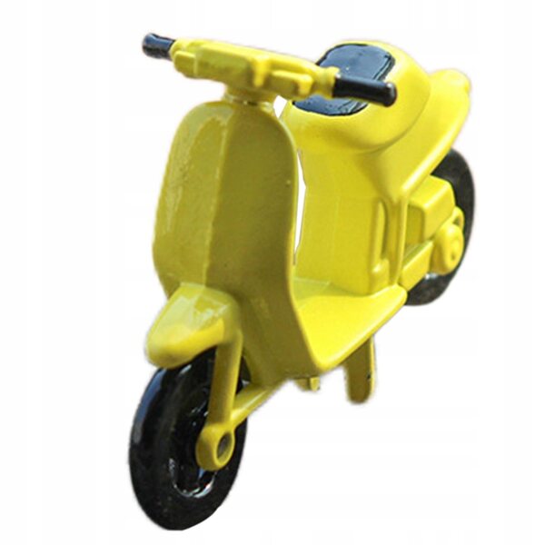 Miniatura motociclo in legno per casa delle bambole scala 1:12 - decorazione gialla