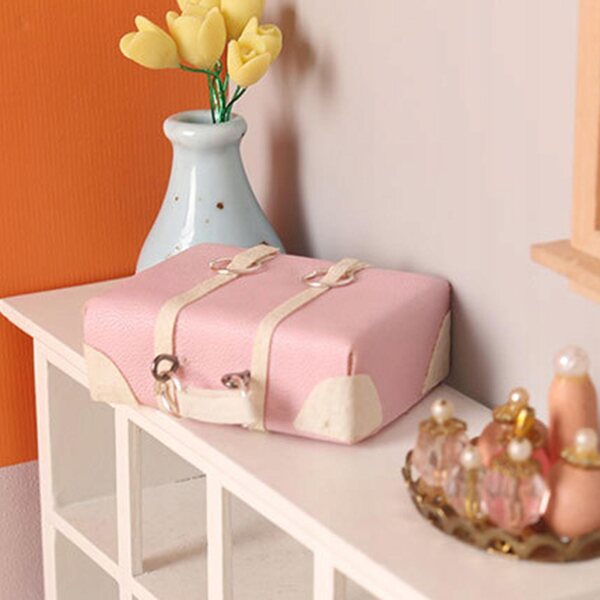 Mini-Holzkoffer für 1:12 Puppenhaus, langlebige rosa Dekoration