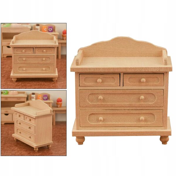 Miniatura mobiletto in legno per casa delle bambole 1:12 - design vintage elegante