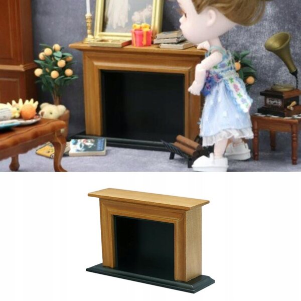 Mini Camino in Legno 1:12 per Casa delle Bambole, Dettagliato e Decorativo