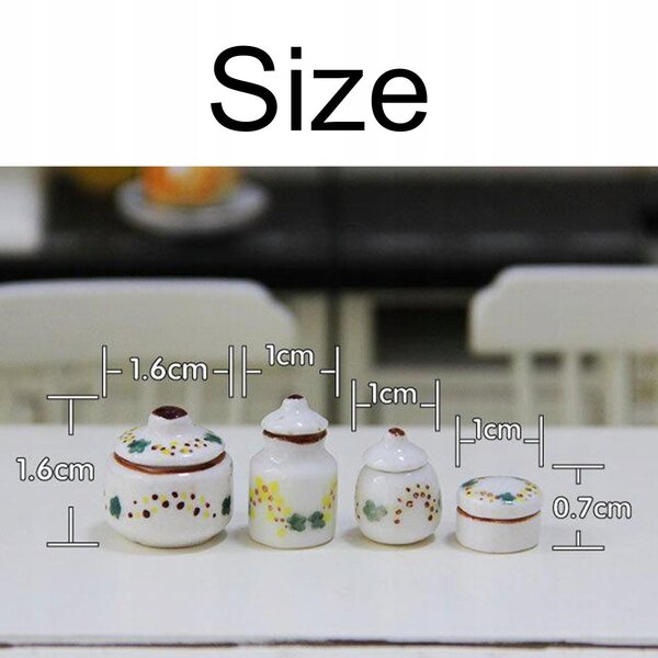 Set 4 Miniature Porcellane Bianche per Cucina Casa delle Bambole 1:12