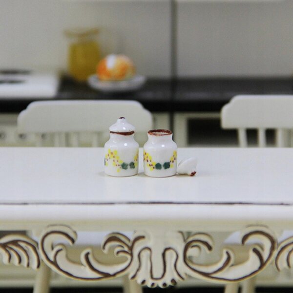 Set 4 Miniature Porcellane Bianche per Cucina Casa delle Bambole 1:12