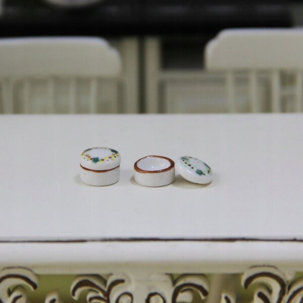 Set 4 Miniature Porcellane Bianche per Cucina Casa delle Bambole 1:12