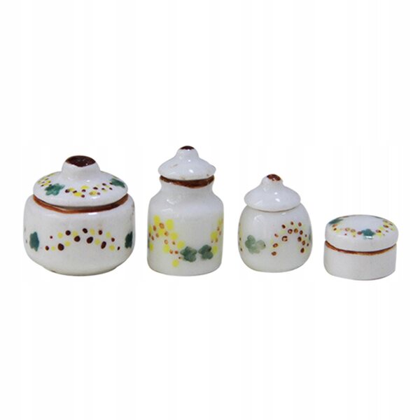 Set 4 Miniature Porcellane Bianche per Cucina Casa delle Bambole 1:12