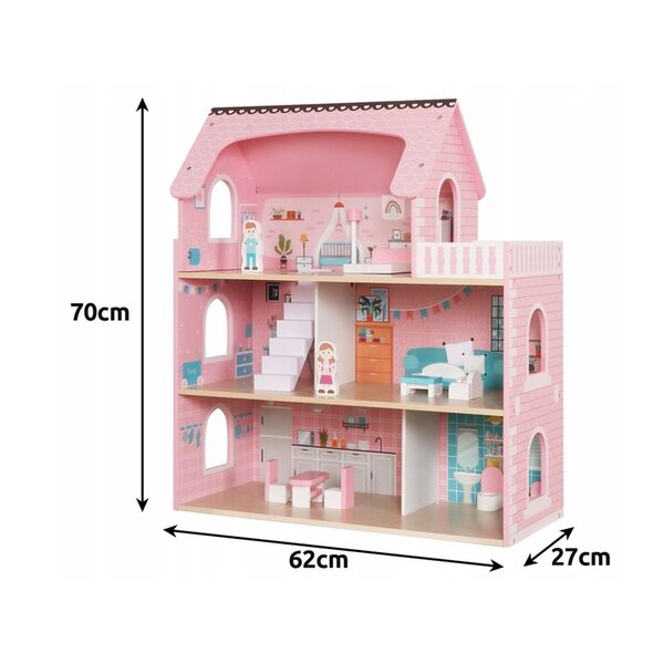 Dollhouse in Legno Villa con Luci LED e Mobili per Bambini da 3 Anni