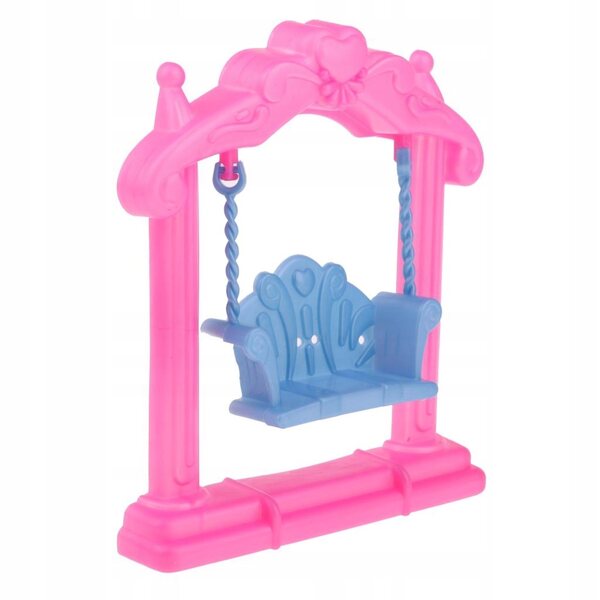 Miniatura plastica altalena per bambole 15x18 cm, accessorio casa delle bambole