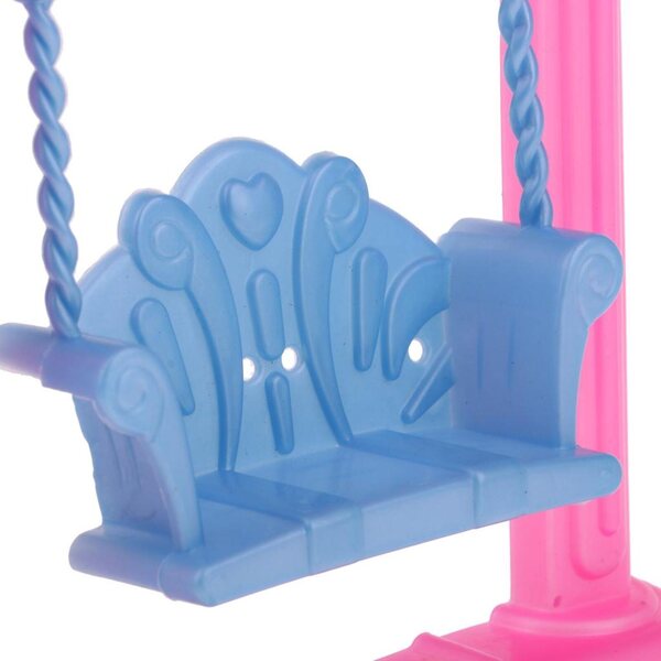 Miniatura plastica altalena per bambole 15x18 cm, accessorio casa delle bambole