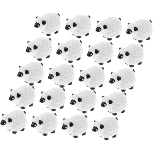 Set mit 20 Mini-Schaffiguren aus Kunstharz für Tisch- und Gartendekorationen