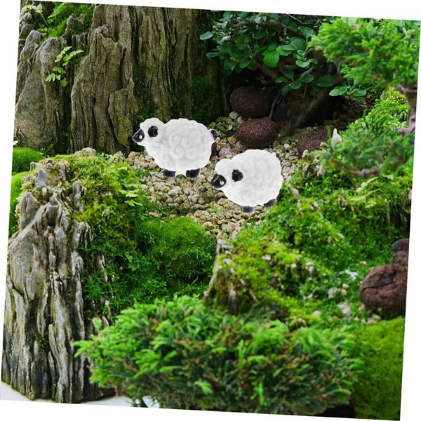 Set mit 20 Mini-Schaffiguren aus Kunstharz für Tisch- und Gartendekorationen