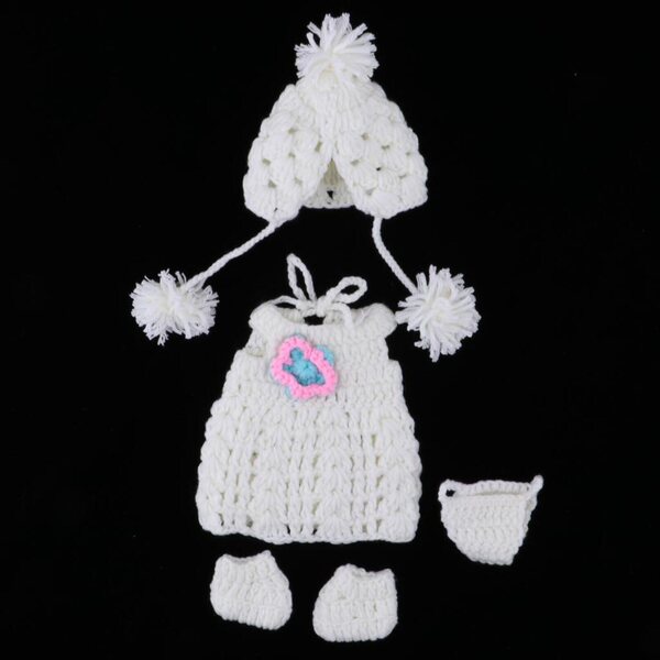Abito in lana bianca per bambole 30 cm con cappello e scarpe artigianali