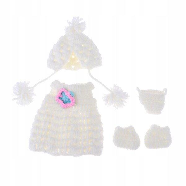 Abito in lana bianca per bambole 30 cm con cappello e scarpe artigianali