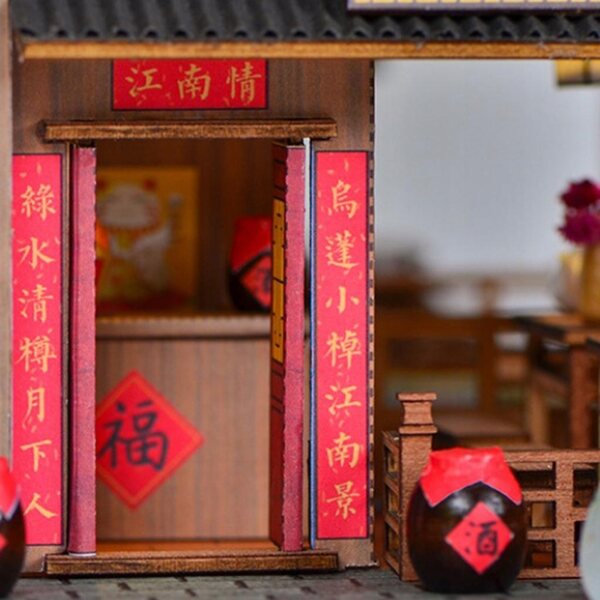 Maison de poupée 1:24, ensemble d'auberge chinoise en bois à monter soi-même, avec meubles et LED