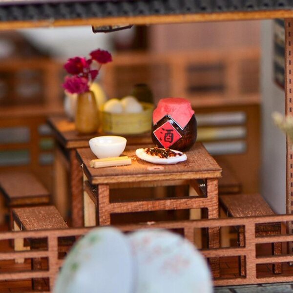 Maison de poupée 1:24, ensemble d'auberge chinoise en bois à monter soi-même, avec meubles et LED