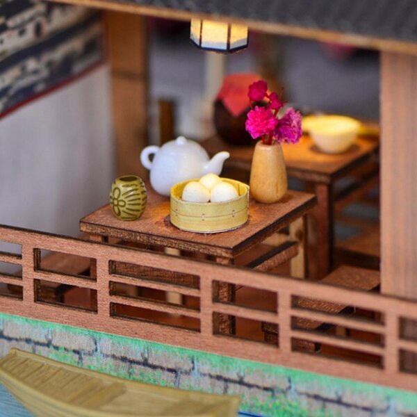 Maison de poupée 1:24, ensemble d'auberge chinoise en bois à monter soi-même, avec meubles et LED