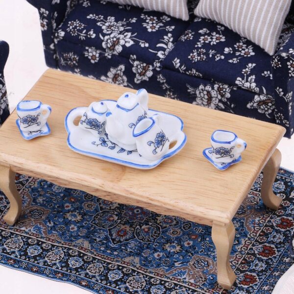 Miniatur-Möbelset 1:12 Wohnzimmer mit Sofa, Couchtisch, Lampe und Zubehör