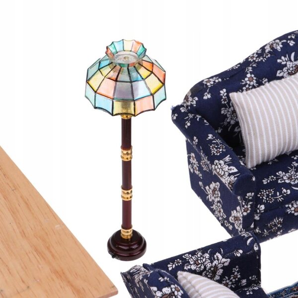 Miniatur-Möbelset 1:12 Wohnzimmer mit Sofa, Couchtisch, Lampe und Zubehör