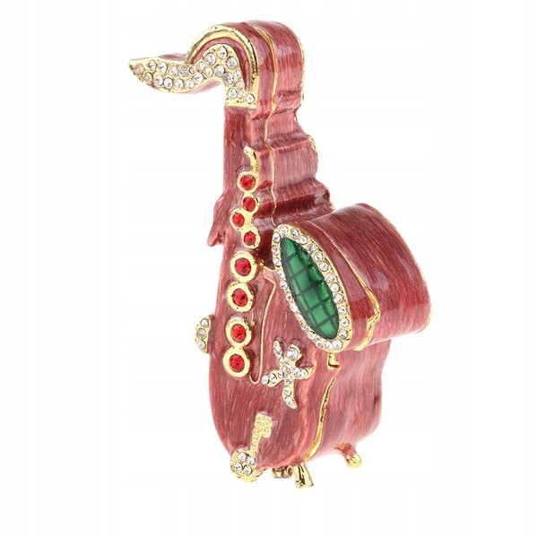 Miniatuur rood metallic saxofoon voor poppenhuis schaal 1:6, decoratief accessoire