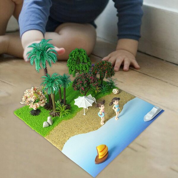 DIY Strandszenen-Set aus Holz für Diorama und Modellbau 20x20 cm
