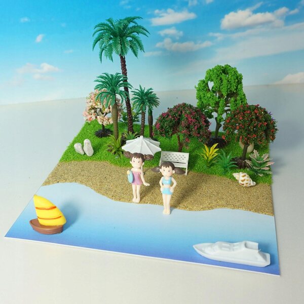 DIY Strandszenen-Set aus Holz für Diorama und Modellbau 20x20 cm