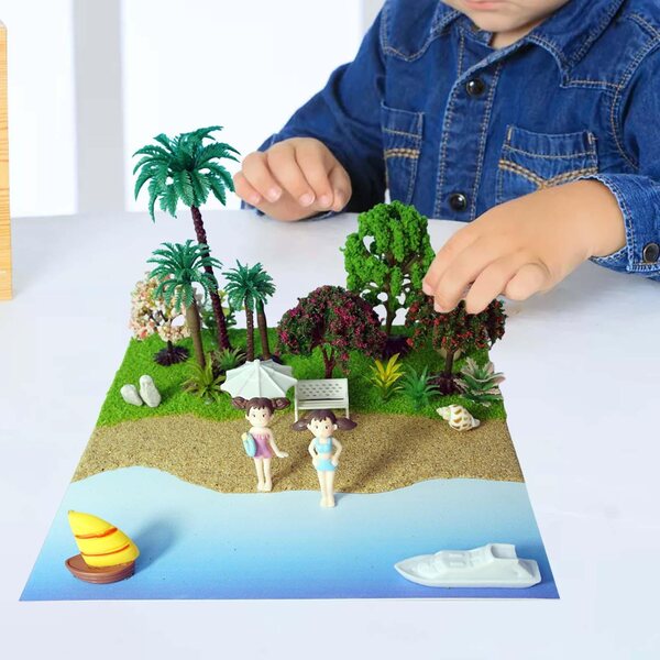 DIY Strandszenen-Set aus Holz für Diorama und Modellbau 20x20 cm