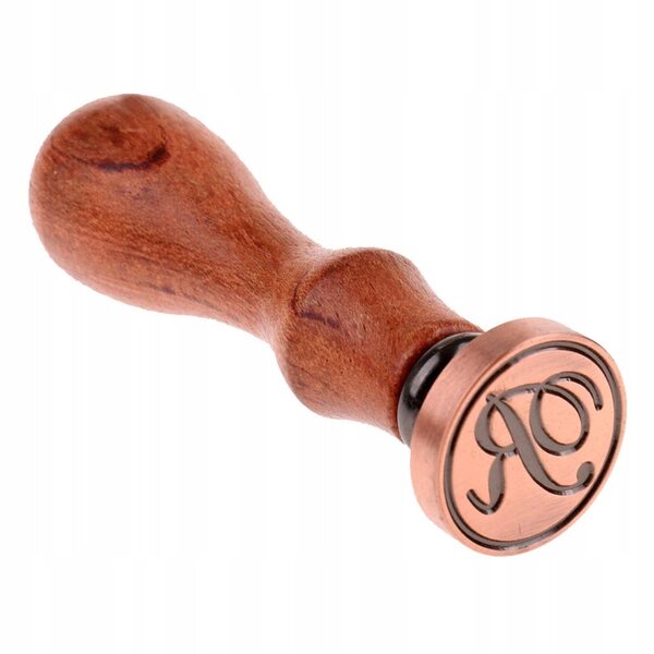 Sigillo in cera con testa in ottone e manico in legno - Lettera A-Z