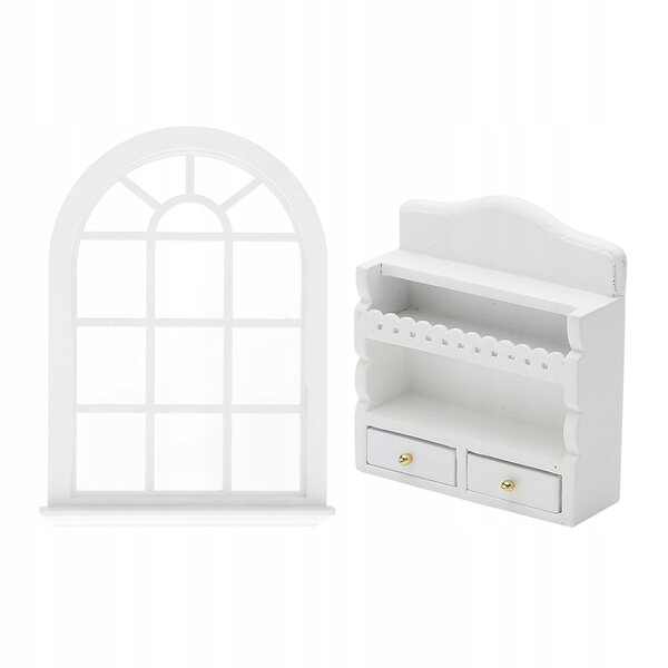 Miniatura casa delle bambole 1:12 in legno bianco con accessori cucina