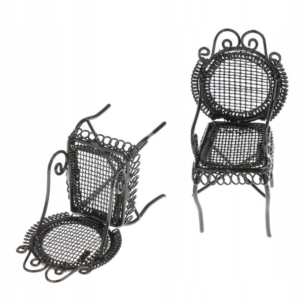 Set 1/12 Miniature Mobili Tavolo e Sedie Ottagonali in Metallo Nero per Casa delle Bambole