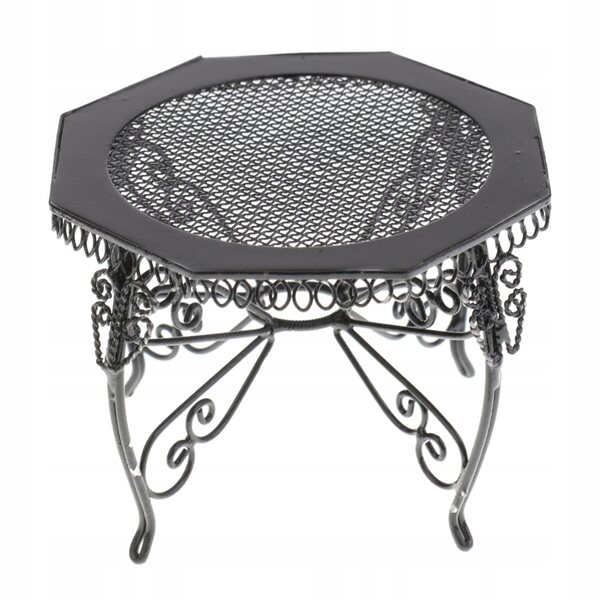 Set 1/12 Miniature Mobili Tavolo e Sedie Ottagonali in Metallo Nero per Casa delle Bambole