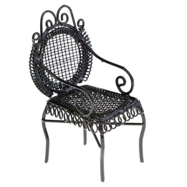 Set 1/12 Miniature Mobili Tavolo e Sedie Ottagonali in Metallo Nero per Casa delle Bambole