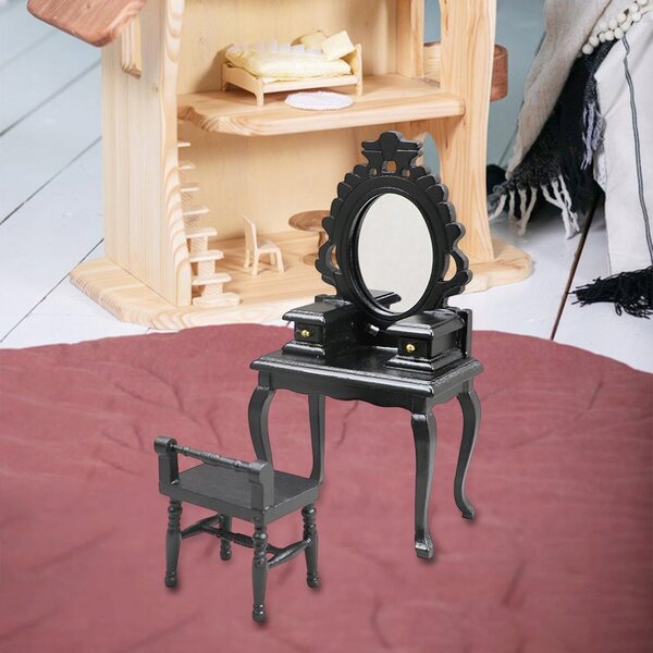 1:12 Miniatur-Set aus Holz mit Hocker und Kommode