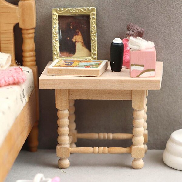 Mini tavolino in legno 1:12 per casa delle bambole, accessorio gioco scenico