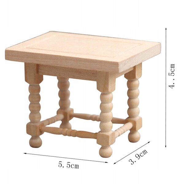 Mini tavolino in legno 1:12 per casa delle bambole, accessorio gioco scenico