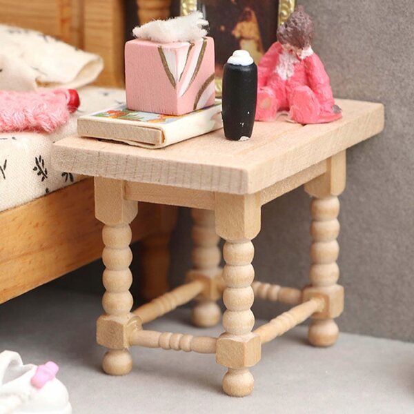 Mini tavolino in legno 1:12 per casa delle bambole, accessorio gioco scenico