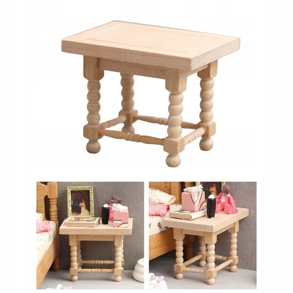 Mini tavolino in legno 1:12 per casa delle bambole, accessorio gioco scenico