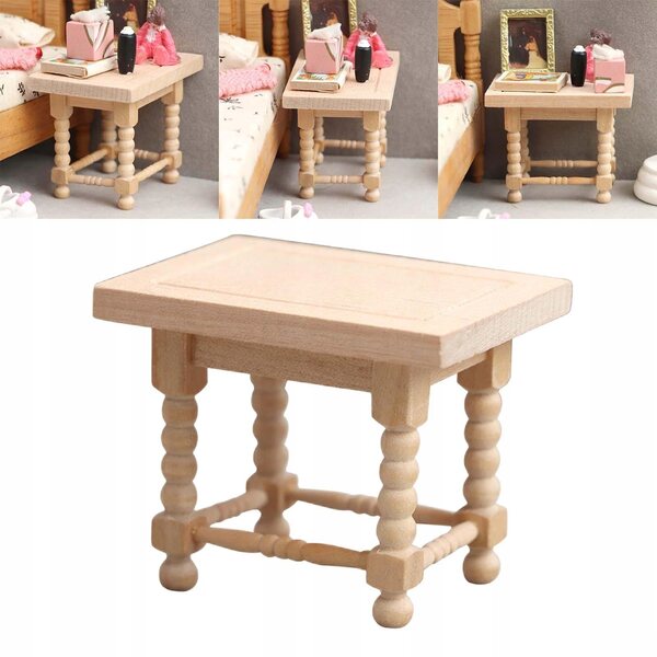 Mini tavolino in legno 1:12 per casa delle bambole, accessorio gioco scenico