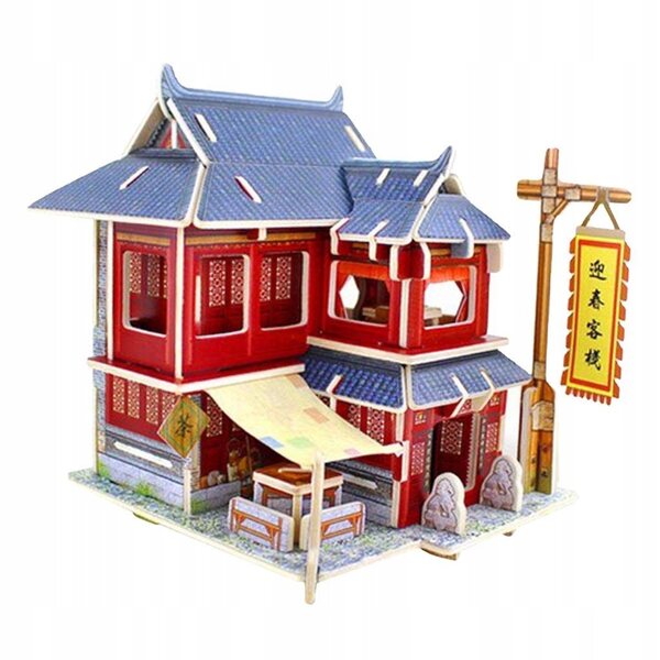 Miniatura Casa delle Bambole 1:24 Attico Vintage Cinese con Mobili in Legno 3D