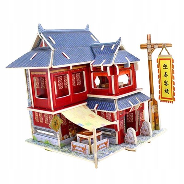 Miniatura Casa delle Bambole 1:24 Attico Vintage Cinese con Mobili in Legno 3D