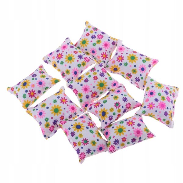 Miniature Cuscini Floreali 1:6 per Casa delle Bambole, Set da 10 Pezzi Colorati