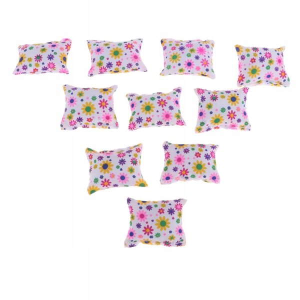 Miniature Cuscini Floreali 1:6 per Casa delle Bambole, Set da 10 Pezzi Colorati
