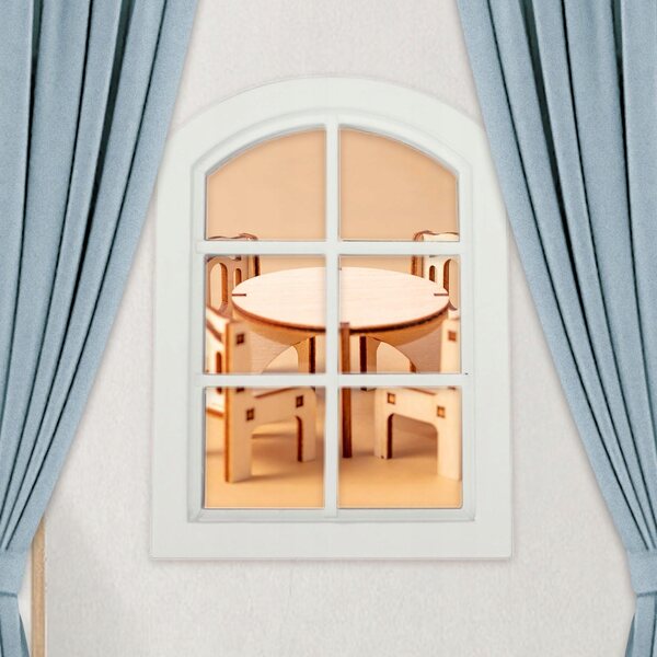 Miniatura finestra in legno bianco per casa delle bambole 1:12 White Arch